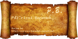 Páricsi Benedek névjegykártya