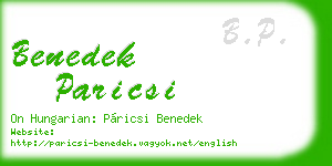benedek paricsi business card